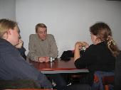 Eliezer, Klazu and Susyq in cafe Houkutus, getting to know each other